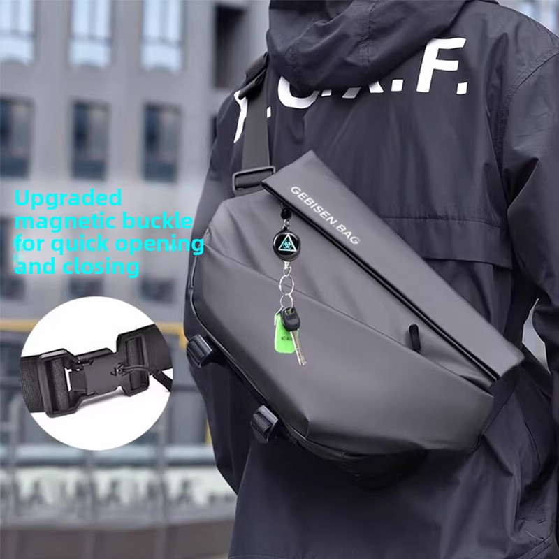 Commuter Cycling - Magnetic Buckle Men Crossbody Bag, Large