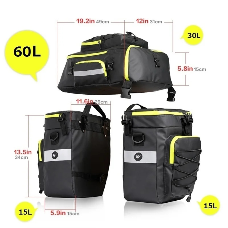 60L 3 In 1 Mountain Road Bicyc - Panniers Waterproof Rear 评论和价格
