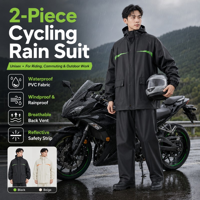 Unisex 2-Piece Waterproof Cycl - Cycling Commute Rain 评论和价格
