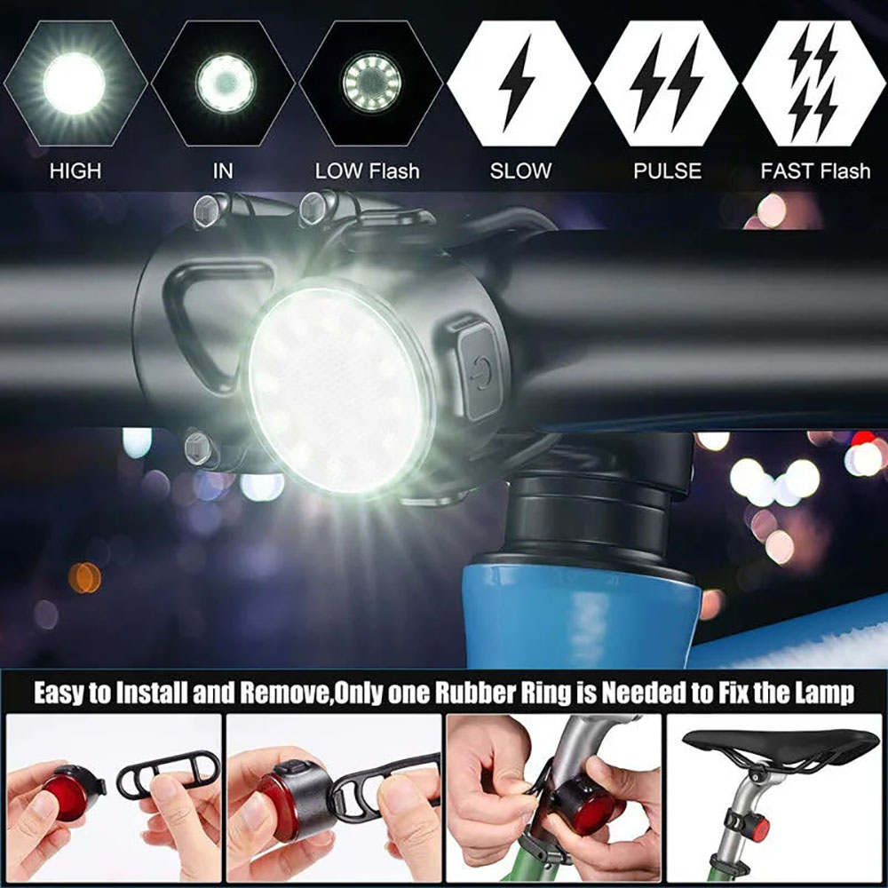 USB Rechargeable Waterproof LE - Bike Light Front Rear 评论和价格